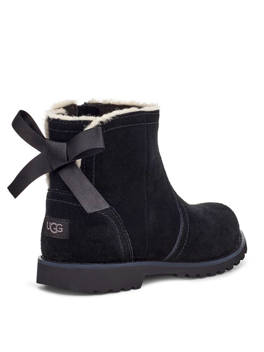 UGG Black Cecily Bow Suede Short Boots Size 1